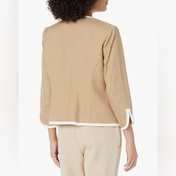 Kasper Tan and White Contrast Trim Blazer - Picture 2 of 8